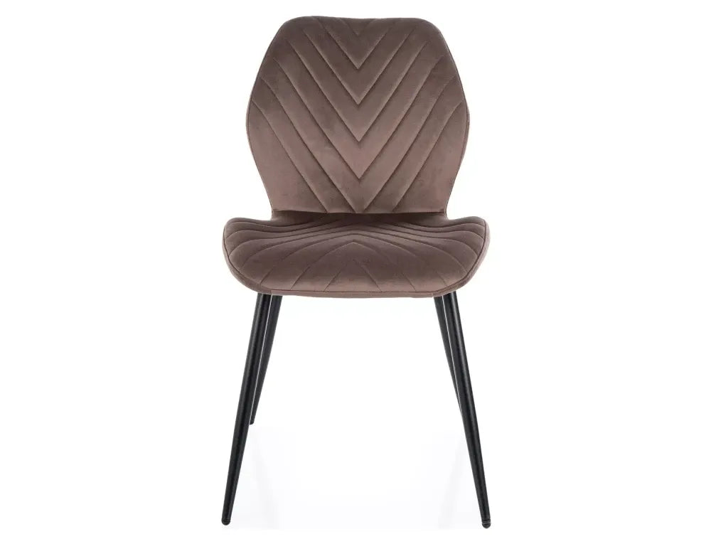 Set 2 scaune din Catifea Maro cappuccino si Metal Negru Hx86Lx48xA56cm Mike