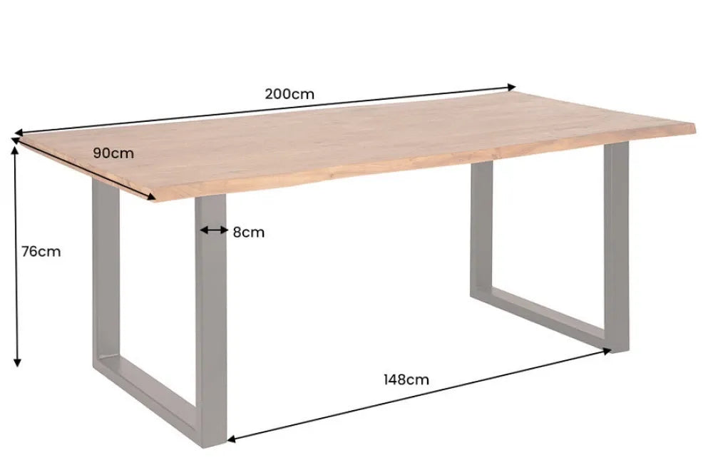 Masa cu blat de 35mm din Lemn de salcam Maro si Metal Negru L200xH76cm Mammut U