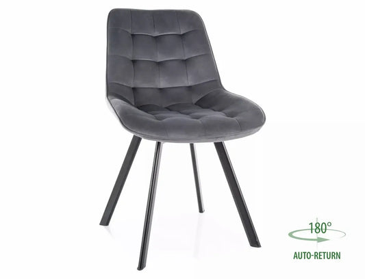 Set 2 scaune din Catifea Gri si Metal Negru Hx88Lx51xA60cm Monti