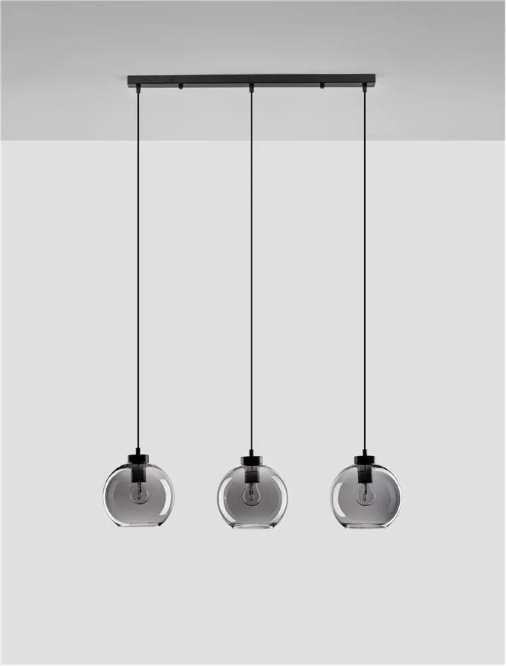 Lustra structura din Metal Negru si abajur din Sticla Fumuriu H145xL84cm IP20 PALMER