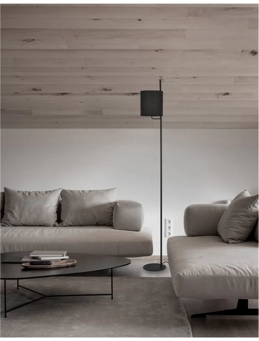 Lampa de podea structura din Aluminiu Negru si abajur din Textil Negru H176xL20cm IP20 YAMA