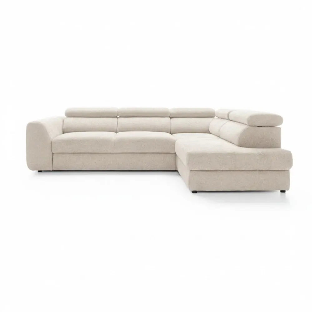 Coltar extensibil chennile bej cu lada depozitare Bergamo L Maxi – 285 × 207 cm