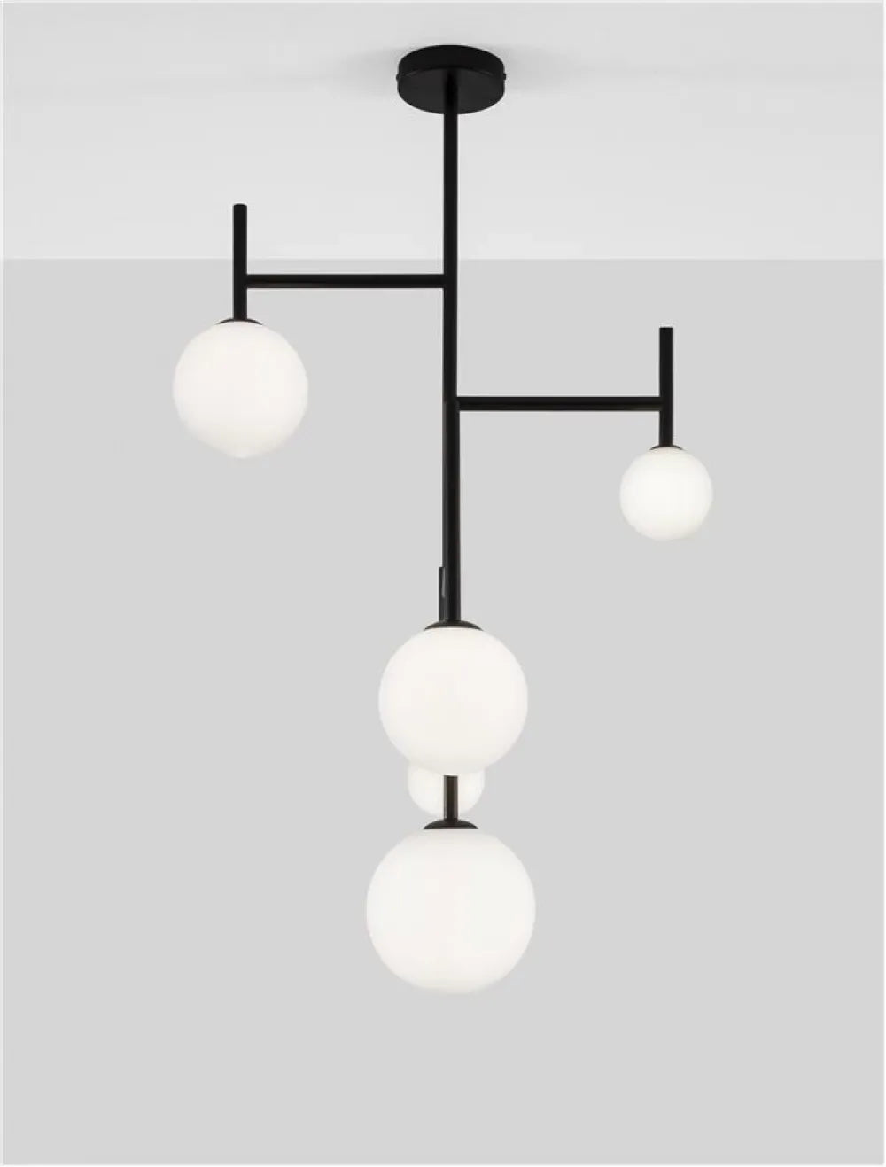 Lustra structura din Aluminiu Negru si abajur din Sticla Alb H100xL73cm IP20 LICATO