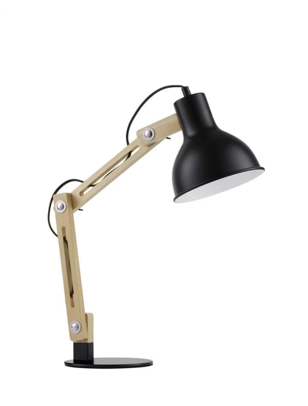 Veioza structura din Metal si Lemn Negru si abajur din Metal Negru H45.5xL15cm IP20 GROU