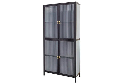 Dulap din Metal Negru si Metal/Sticla securizata Negru/Transparent L80xH180cm AMSTERDAM