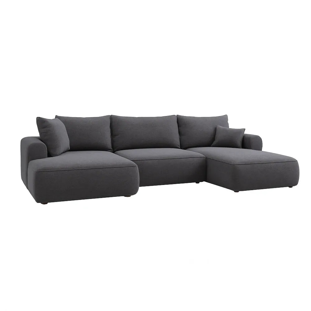 Coltar extensibil catifea vogue gri inchis cu lada depozitare Nubio III 364x159cm