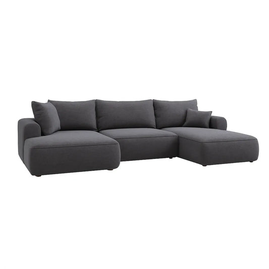 Coltar extensibil catifea vogue gri inchis cu lada depozitare Nubio III 364x159cm