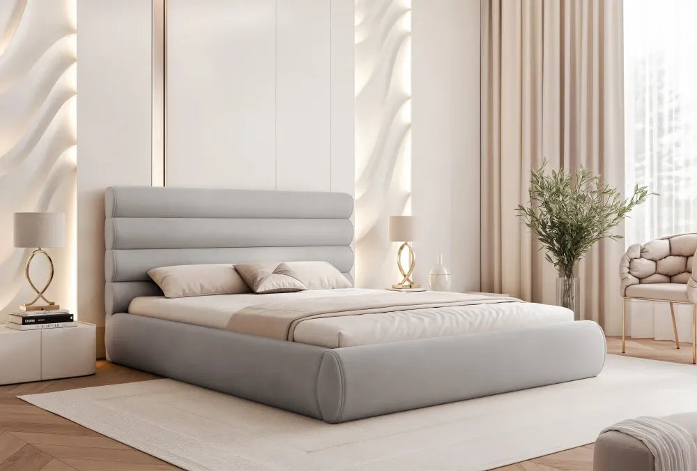 Pat 200 x 200 tapitat cu Catifea Dream velvet Gri Veya