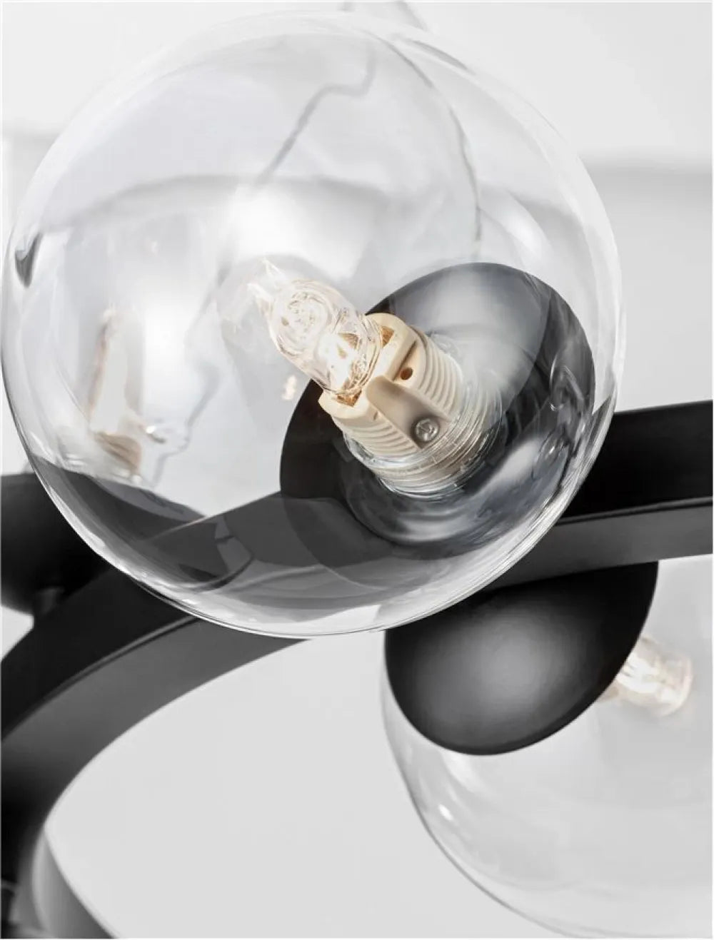 Lustra structura din Metal Negru si abajur din Sticla Transparent H120xL65cm IP20 ODILLIA