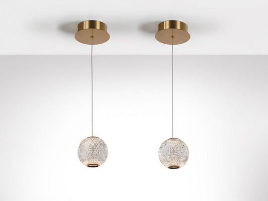 Pendul Austral din Metal Auriu si Sticla transparenta Led H160cm D12cm