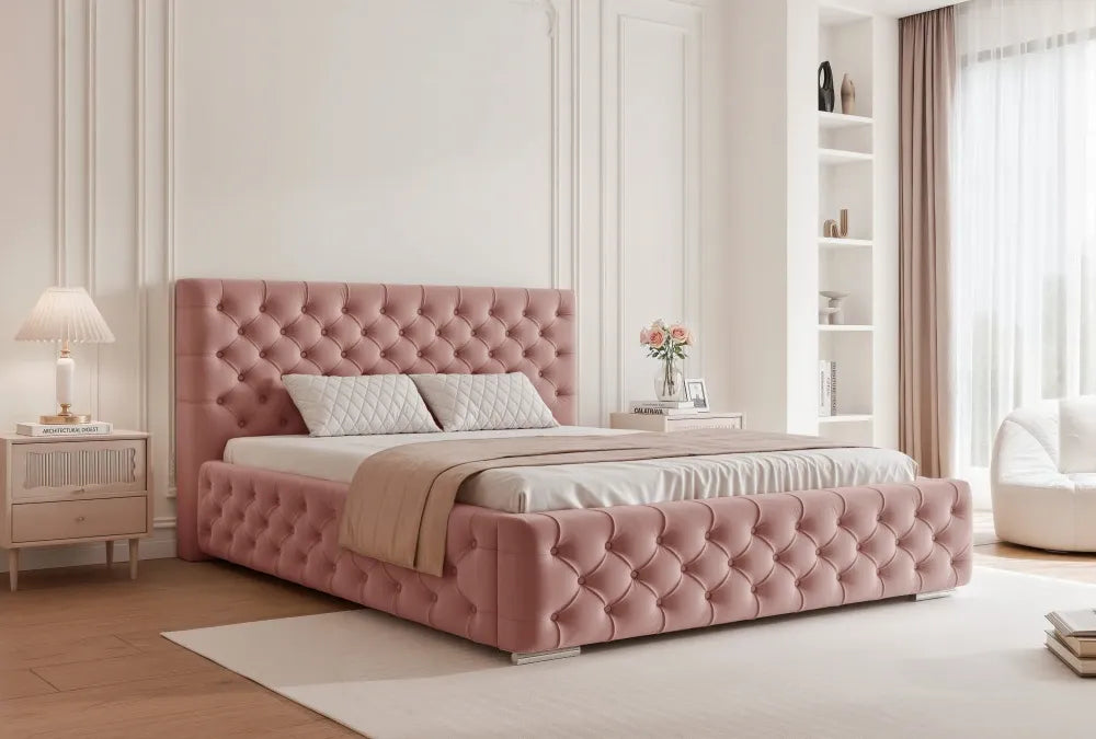 Pat 200 x 200 tapitat cu Catifea Magic velvet Roz coral Noah