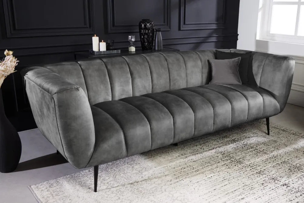 Canapea 3 locuri tapitat cu Catifea Gri L225cm Noblesse