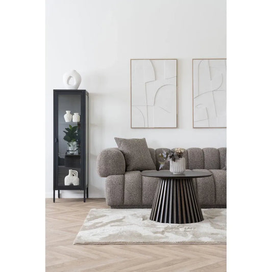 Dulap ingust cu 1 usa din Sticla si Metal Negru L40xH140cm Brisbane Slim