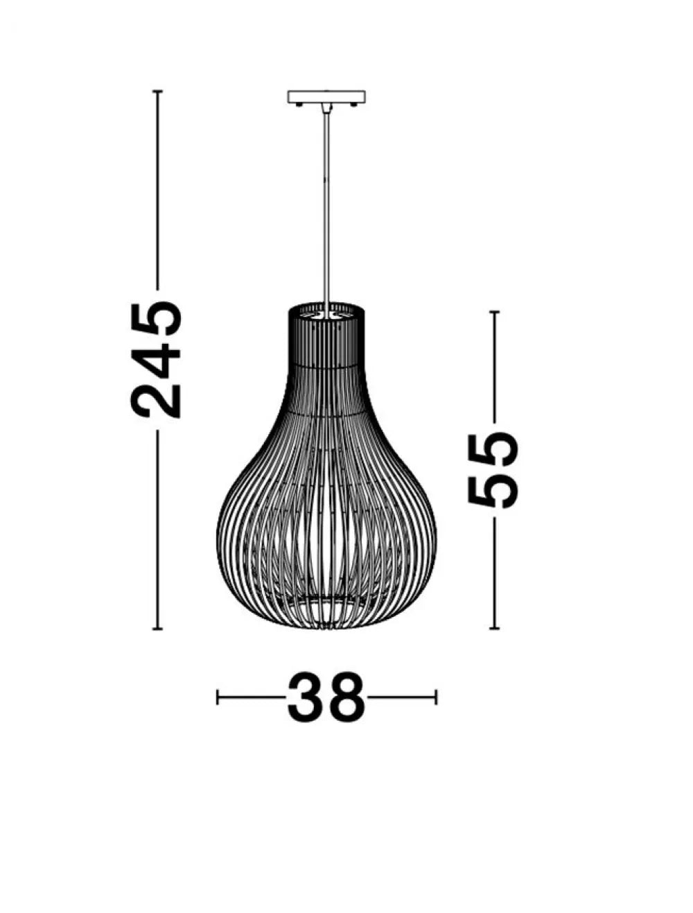 Pendul structura din Metal Negru si abajur din Lemn Bej H245xL38cm IP20 SOHO
