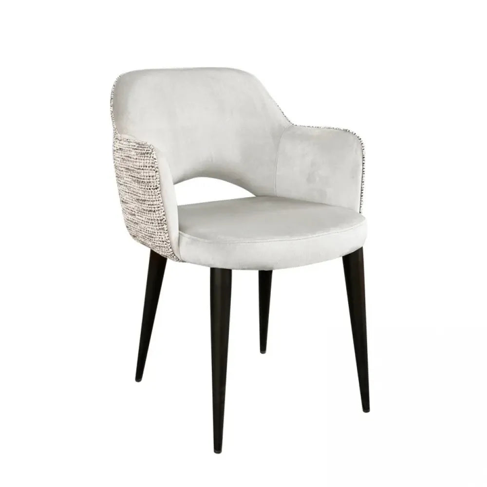 Scaun tapitat cu Catifea/Stofa Gri/Bej cu picioare din Metal Negru H85xL60xA64cm Giovanna Richmond Interiors