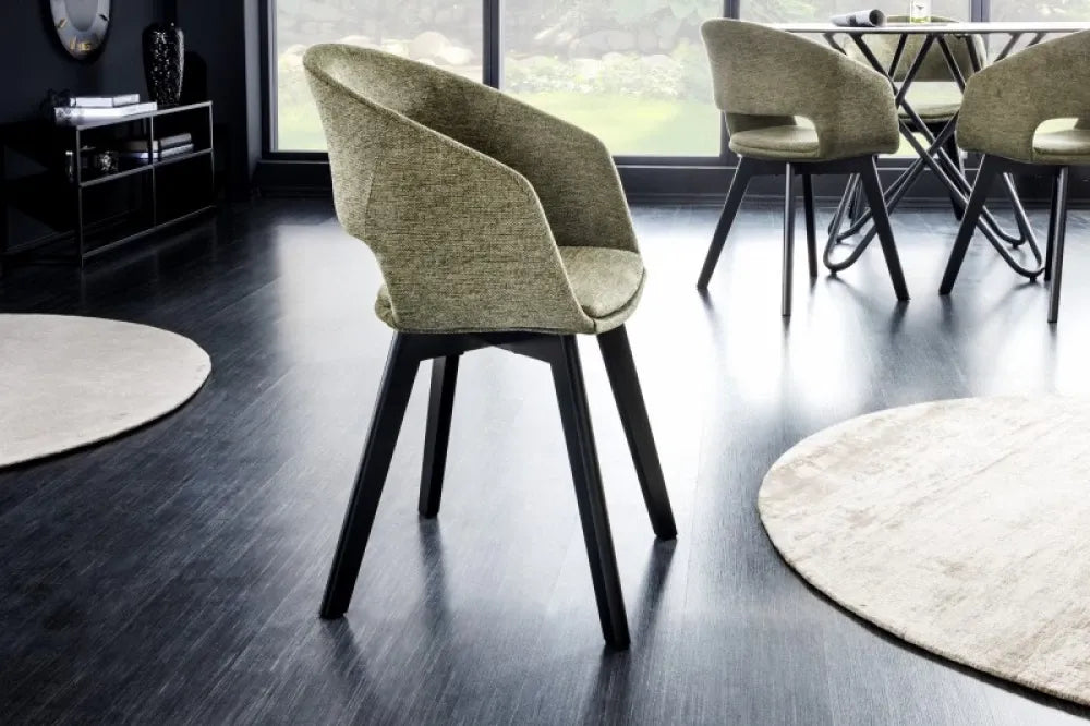 Scaun tapitat cu Stofa Verde cu picioare din Lemn de fag Negru H80xL54xA54cm Nordic Star