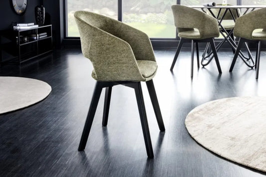 Scaun tapitat cu Stofa Verde cu picioare din Lemn de fag Negru H80xL54xA54cm Nordic Star