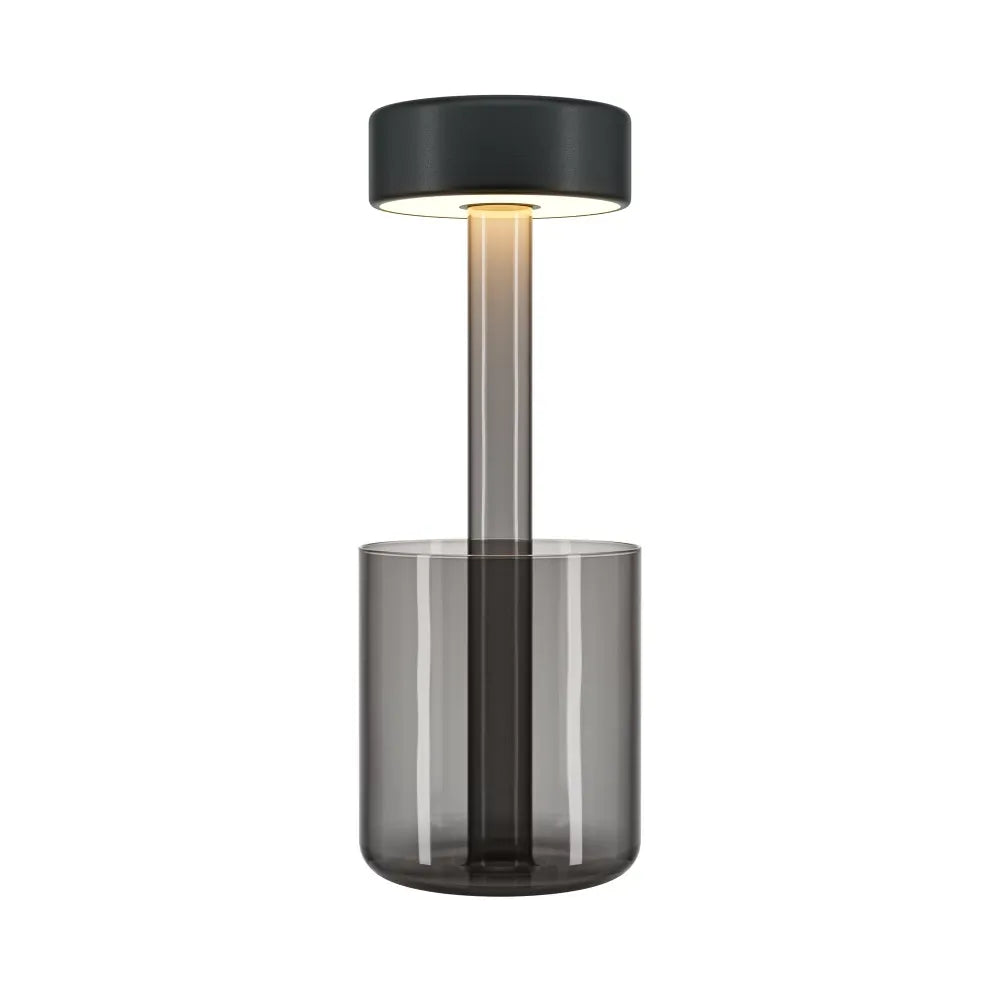 Veioza din Sticla Gri si Aluminiu Negru H34.8xD12cm AI Collaboration