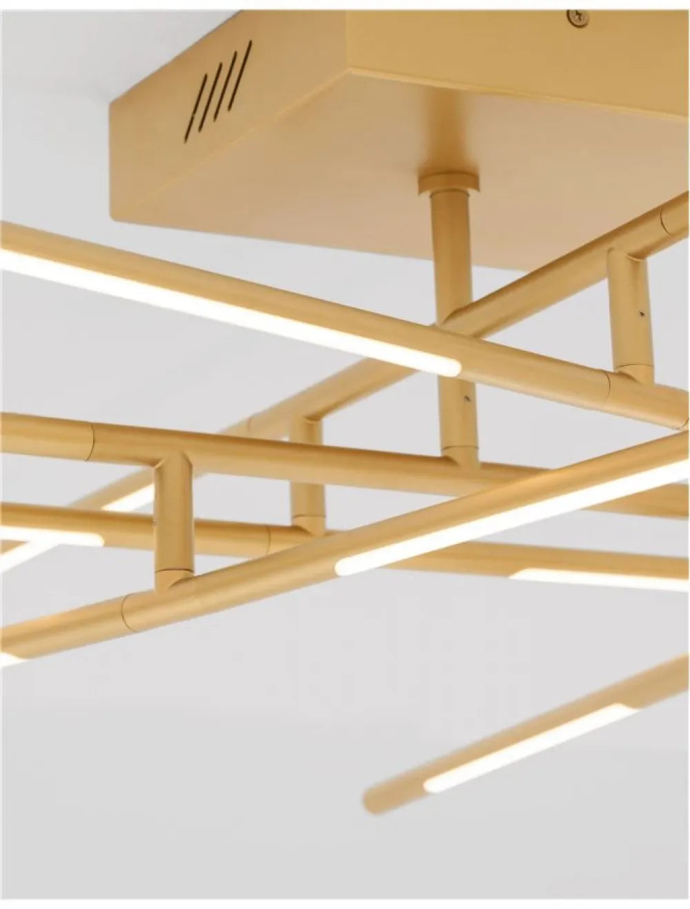 Plafoniera structura din Metal Auriu si abajur din Acrilic Alb H21xL94.5cm IP20 50W 2438lm 3000k RACCIO