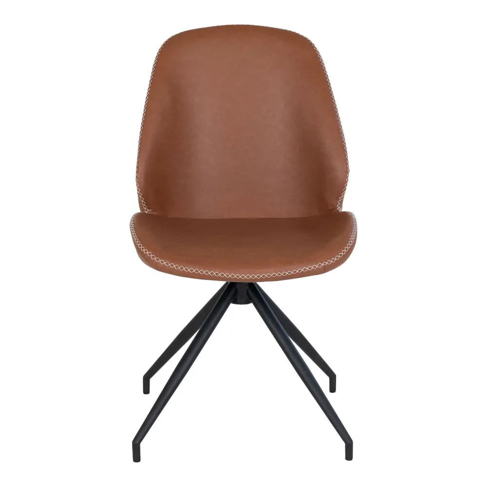 Set 2 scaune din Metal Negru si Piele sintetica Maro H88xL50xA60cm Monte Carlo