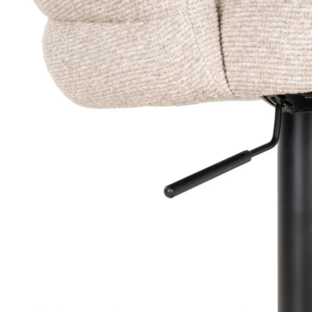 Scaun de bar rotativ cu inaltime reglabila din Stofa Crem si Metal Negru L59xH85-110cm Nikki Richmond interiors