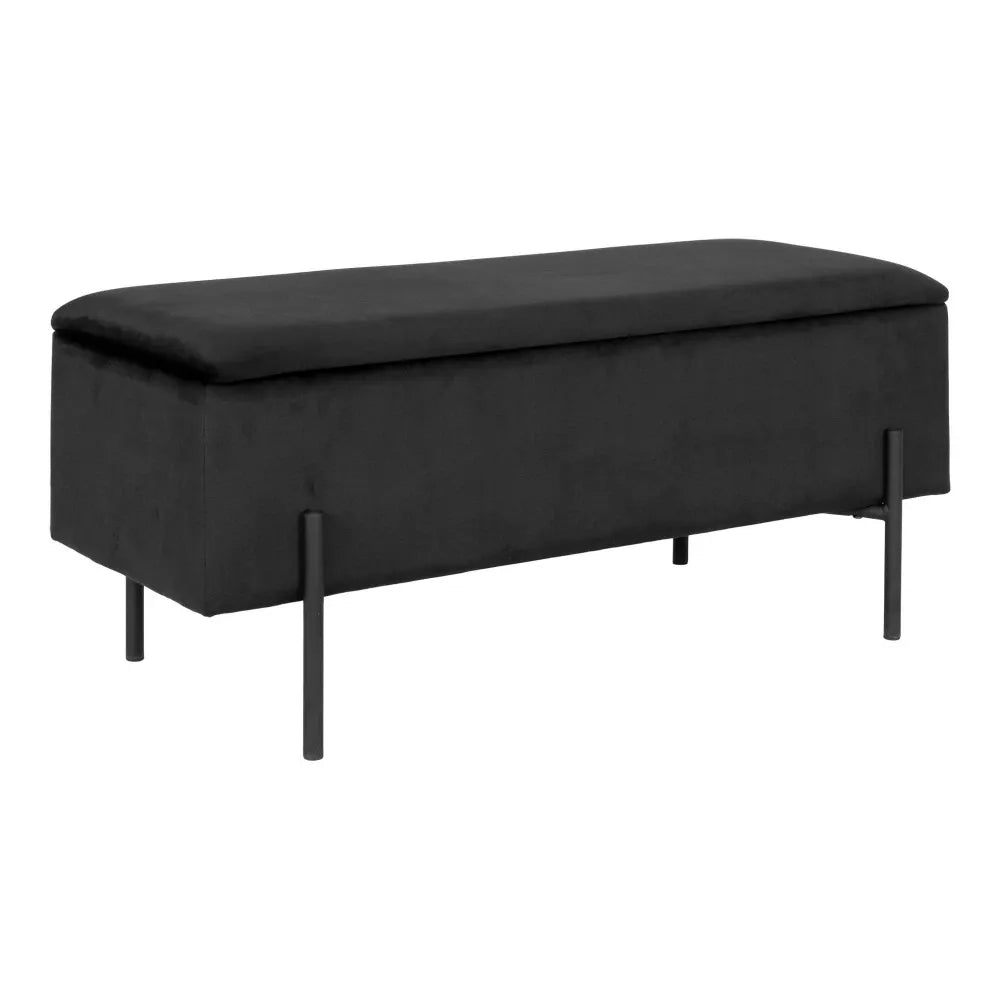 Bancheta din Metal Negru si Catifea Negru H43xL95cm Watford