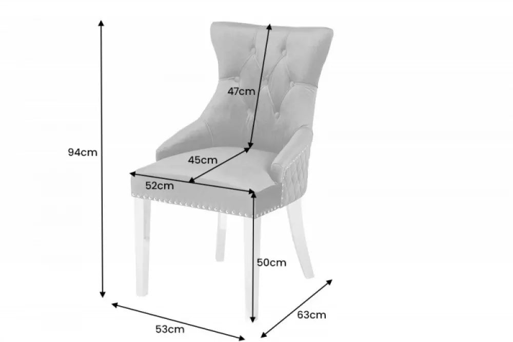 Scaun tapitat cu Catifea Verde cu picioare din Otel inoxidabil Argintiu H94xL53xA63cm Castle Deluxe