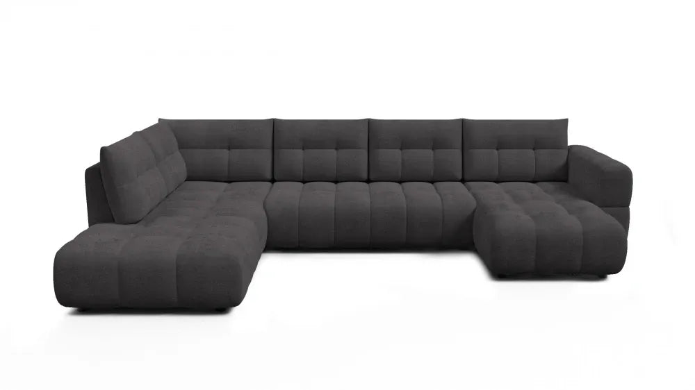 Coltar in forma de U tapitat cu material pet friendly Alias gri L374 x 219cm