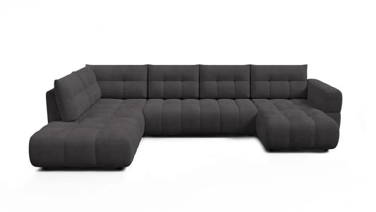Coltar in forma de U tapitat cu material pet friendly Alias gri L374 x 219cm