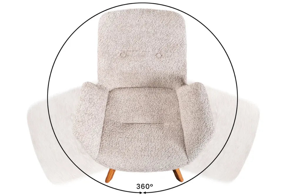 Set 2 scaune rotative tapitat cu Stofa Boucle Bej cu picioare din Lemn de stejar Maro H85xL61xA63cm Baltic