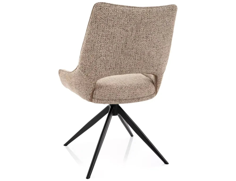 Set 2 Scaune rotative din Stofa Bej inchis si Metal Negru H87xL56xA60cm Fino I
