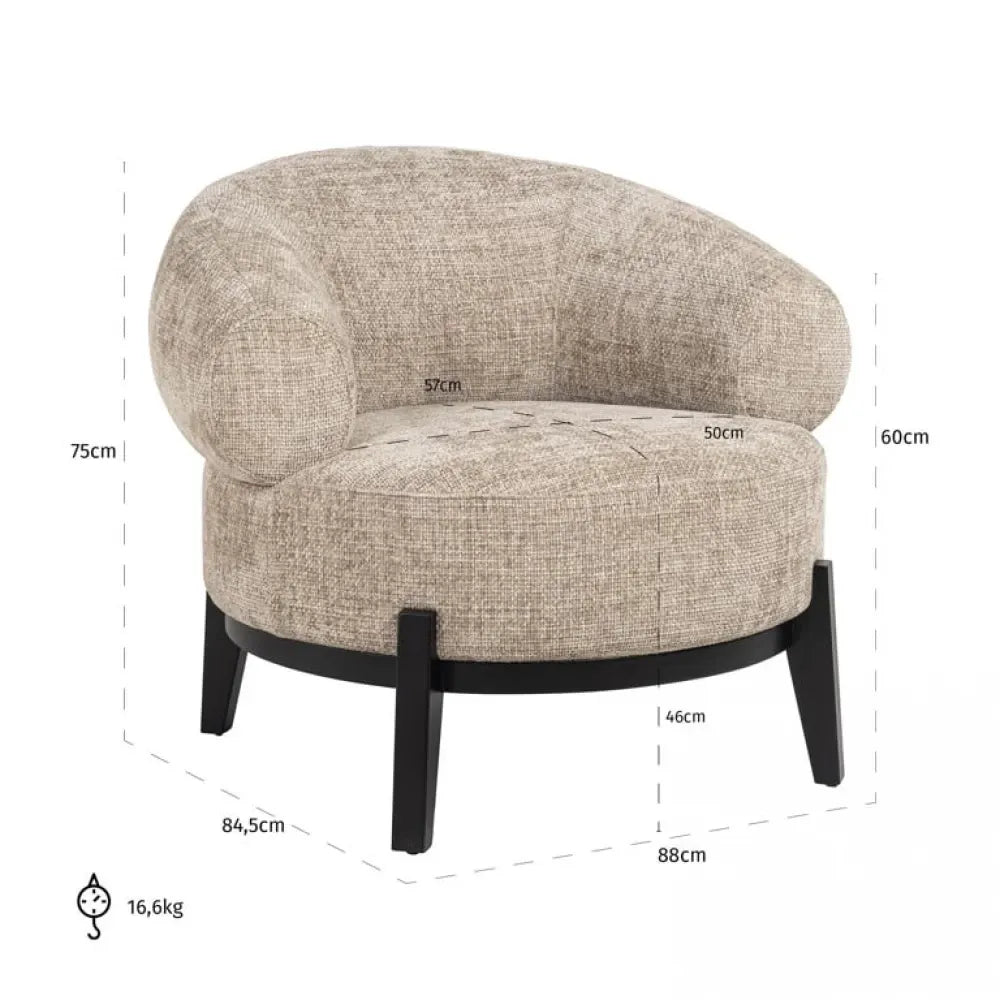 Fotoliu tapitat cu Stofa Bej H75xA84.5xL88cm Montana Richmond interiors