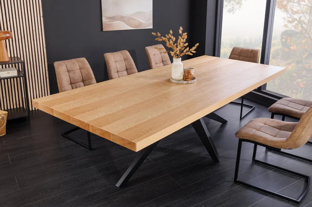 Masa din MDF/Funir de stejar Maro si Metal Negru L240xH76cm ZEUS