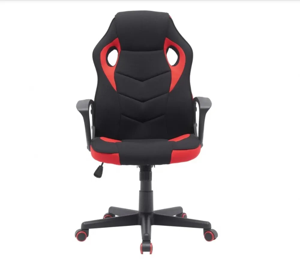 Scaun de gaming cu inaltime reglabila tapitat cu Stofa Negru/Rosu cu picioare din Plastic Negru/Rosu H106-114xL63xA48cm Dakar
