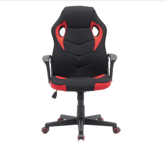 Scaun de gaming cu inaltime reglabila tapitat cu Stofa Negru/Rosu cu picioare din Plastic Negru/Rosu H106-114xL63xA48cm Dakar