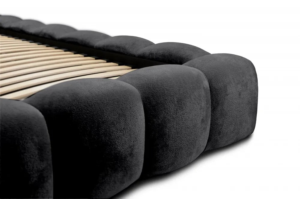 Pat 180x200cm tapitat cu Chenille Negru Boston