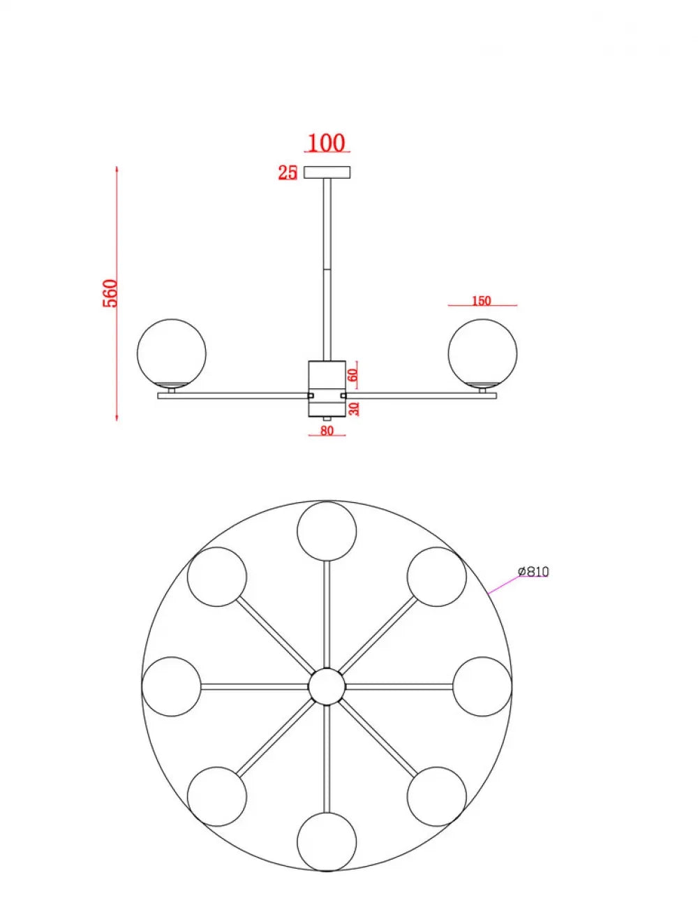 Lustra din Metal si Sticla Alama/Alb H56xD81cm 60W Marble