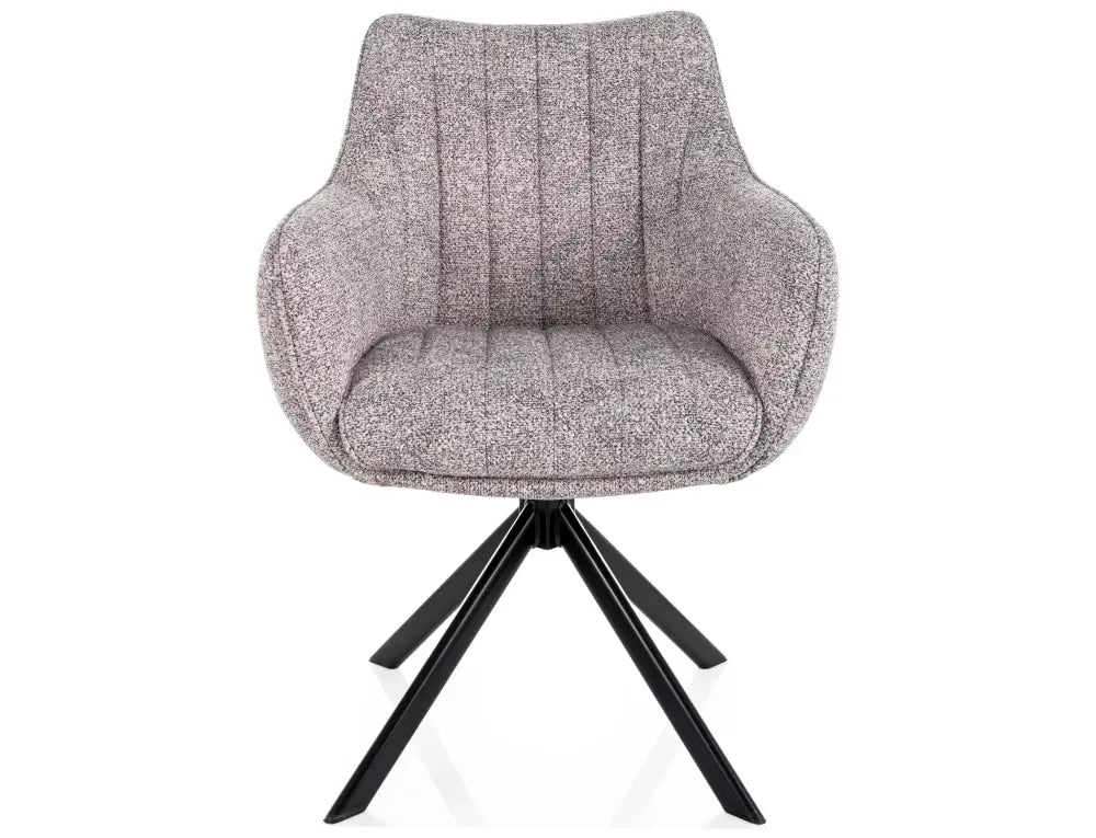 Scaun rotativ din Stofa Leo Gri si Metal Negru H86xL61xA58cm Azalia