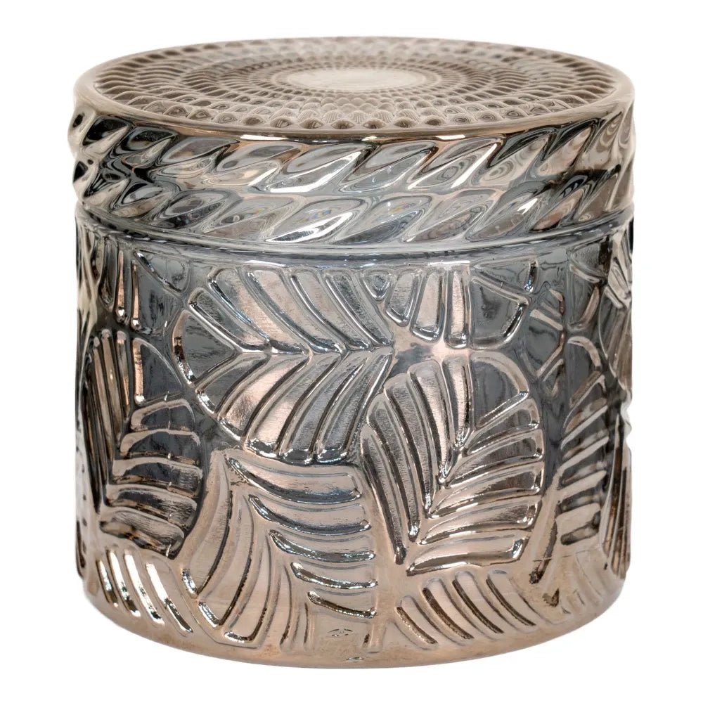 Set 2 borcane decorative cu capac din Sticla Fumuriu H8.5xD9cm HN0886