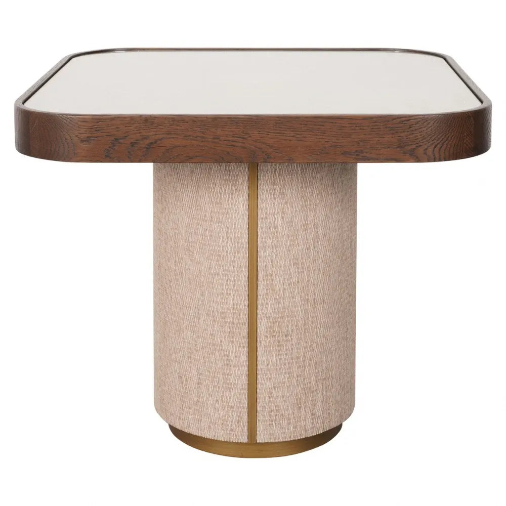 Masuta laterala din Metal/In Auriu/Bej si Lemn/In/Sticla Maro/Bej L55xH48cm Willox Richmond interiors