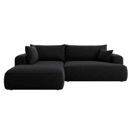 Coltar extensibil Catifea Vogue Negru cu lada depozitare Nubio