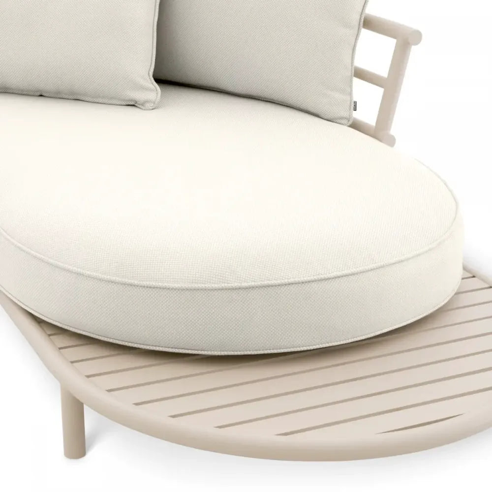 Canapea de exterior din Metal Bej si Stofa Alb/Gri H59xL330cm Laguno  Eichholtz