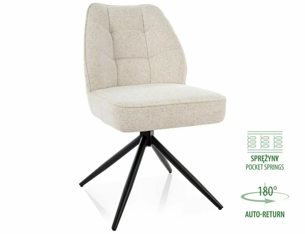 Set 2 Scaune rotative din Stofa Bej deschis si Metal Negru H83xL49xA63cm John