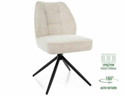 Set 2 Scaune rotative din Stofa Bej deschis si Metal Negru H83xL49xA63cm John