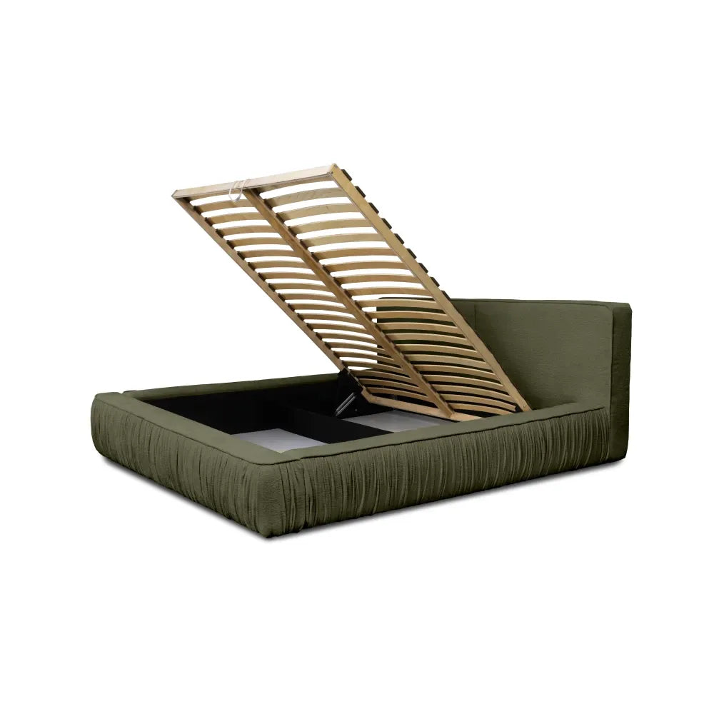 Pat 180x200cm tapitat cu Chenille Verde Naomi