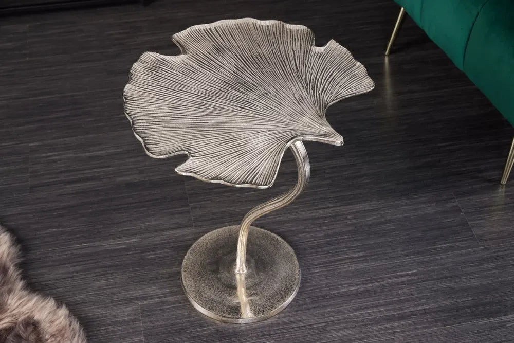 Masuta laterala din Metal Argintiu L46xH53cm Ginkgo leaf