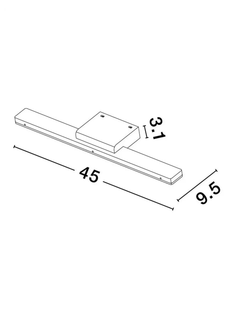 Aplica de perete structura din Aluminiu Gri si abajur din Acrilic Alb L45cm IP44 12W 874lm 3000k NYX