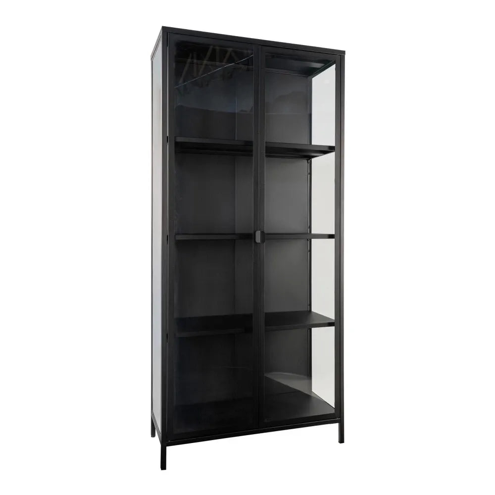 Dulap cu 2 usi din Sticla transparenta si Metal Negru L80xH175cm Brisbane