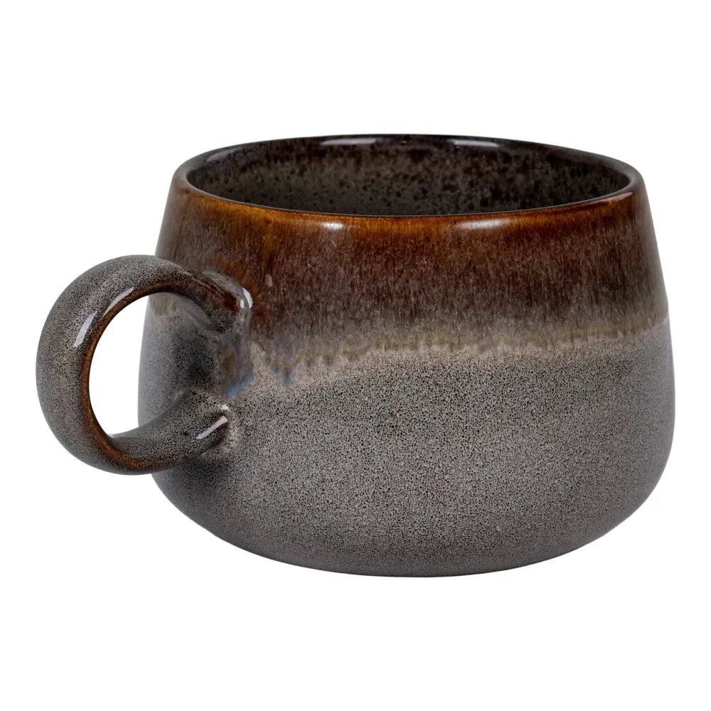 Set 4 cani din Ceramica Gri/Maro H7,5xD10cm Selma
