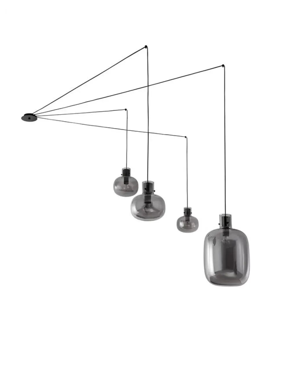 Lustra structura din Metal Negru si abajur din Sticla Fumuriu H240xL180cm IP20 CINZIA